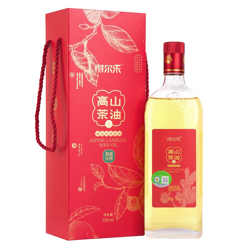 得尔乐 茶油 有机高山红花山茶油750ml 低温冷榨 食用油