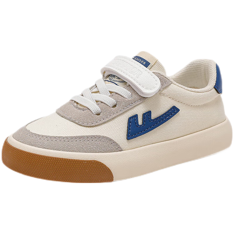回力童鞋兒童帆布鞋2025春秋新款男童低幫板鞋休閑鞋女童透氣布鞋潮 WZ-0934米棕藍(lán) 38 內(nèi)長23.5/適合腳長22.5