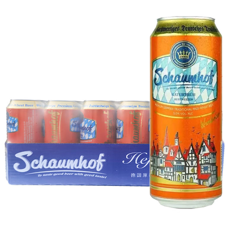 雪夫德国啤酒 进口啤酒 雪夫啤酒 schaumhof啤酒 500ml/罐 白啤 500mL 24罐 整箱装 6月到期