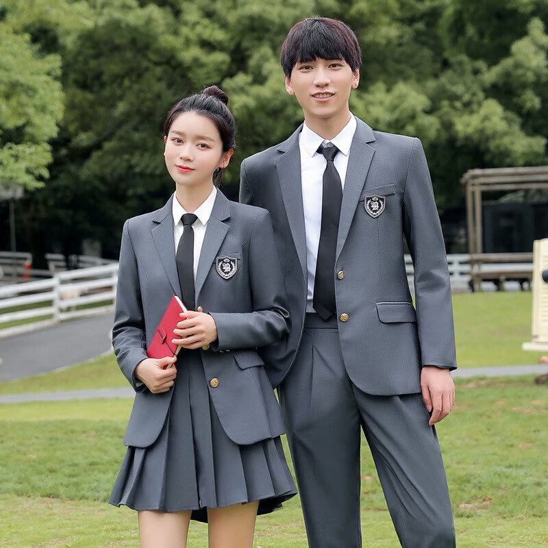 套装中学生毕业班服高中生英伦风初中学生装学院风制服 蓝西装女 裙 s