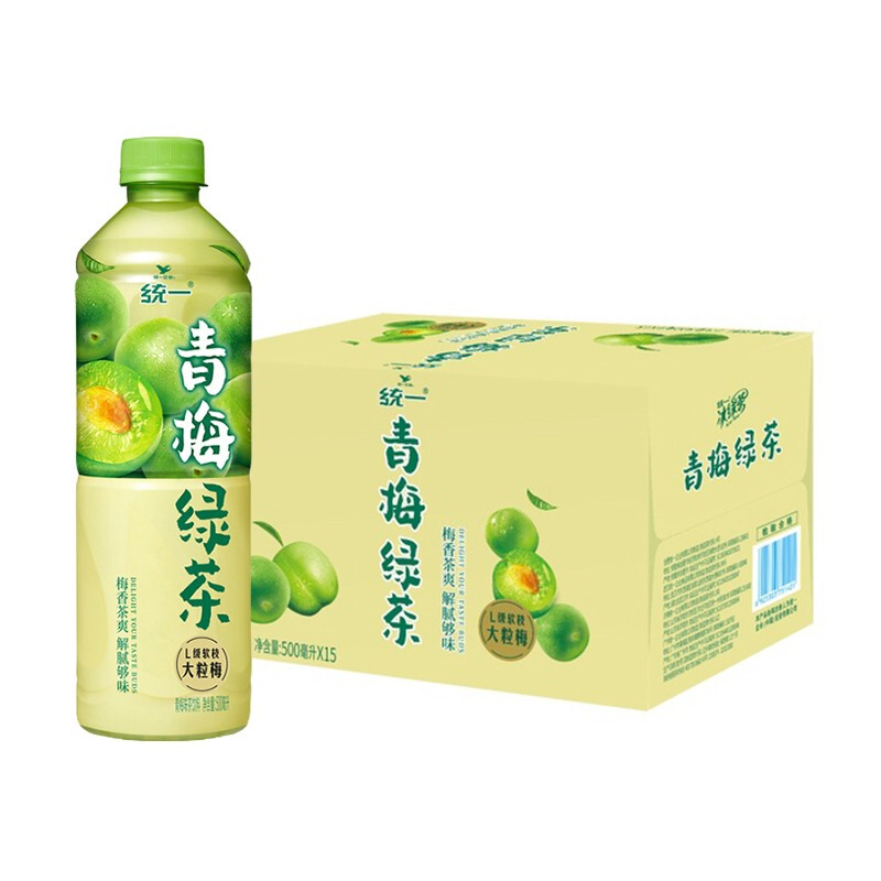 统一 青梅绿茶饮料 500ml*15瓶/箱