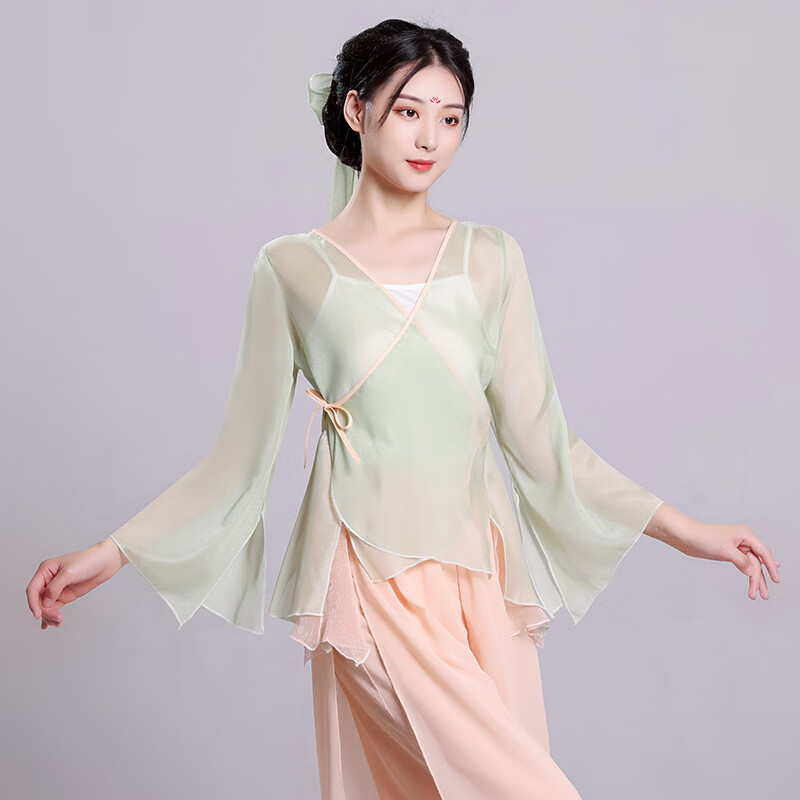 女 飘逸整套蹈服身韵仙气纱衣古风中国舞民族舞练功 宫墙柳纱衣 发带