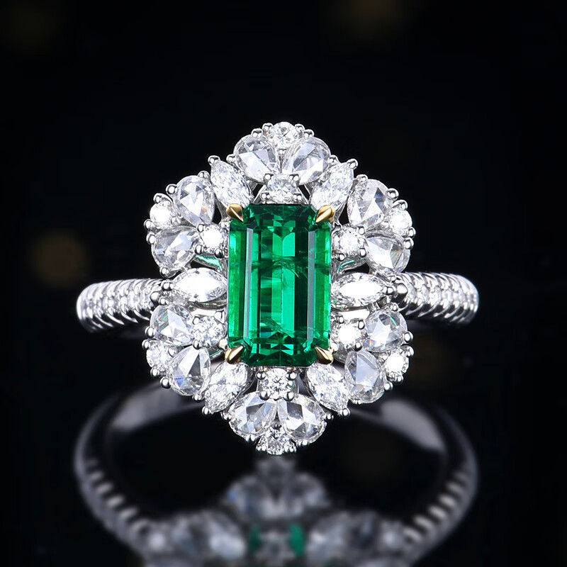 47ct赞比亚vvg祖母绿戒指吊坠两用款18k镶钻55801