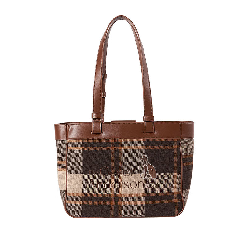 大英博物馆盖亚安德森猫格纹休闲通勤大容量单肩包包女生日礼物女