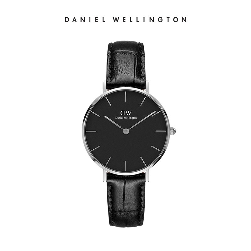 丹尼尔惠灵顿（DanielWellington）DW手表女 简约时尚石英腕表女士欧美手表 生日礼物送女友 32MM银色边条纹黑盘DW00100179