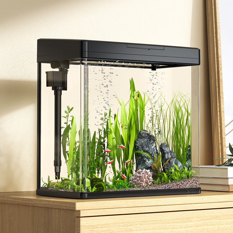 博宇(boyu)鱼缸水族箱增氧生态鱼缸带柜子客厅家用小金鱼缸玻璃造景