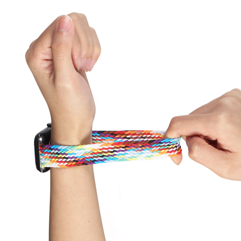 创思米表带适用苹果手表表带硅胶亲肤运动apple iwatch ultra\S9\8\7\se\6 彩虹编织【42/44/45/49mm】