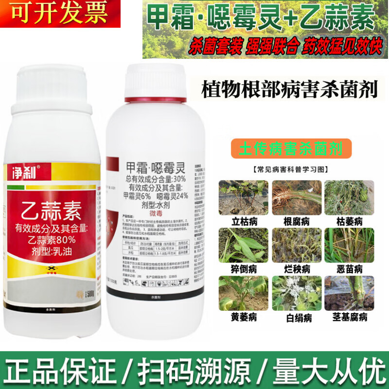 乙蒜素甲霜恶霉灵烂秧病猝倒病立枯病恶苗病根腐病农药杀菌剂 200g(乙