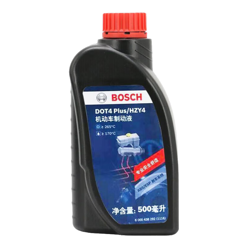 博世（BOSCH）剎車(chē)油 汽車(chē)制動(dòng)液 離合器油 通用型進(jìn)口原料國內調配 DOT4 PlUS 500ml（建議購買(mǎi)2瓶）