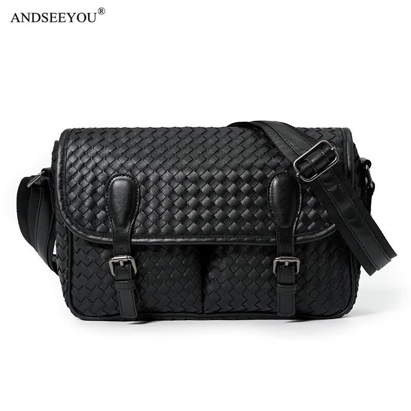 andseeyou品牌 男士单肩包 新款编织单肩包男包休闲时尚斜挎包街头小