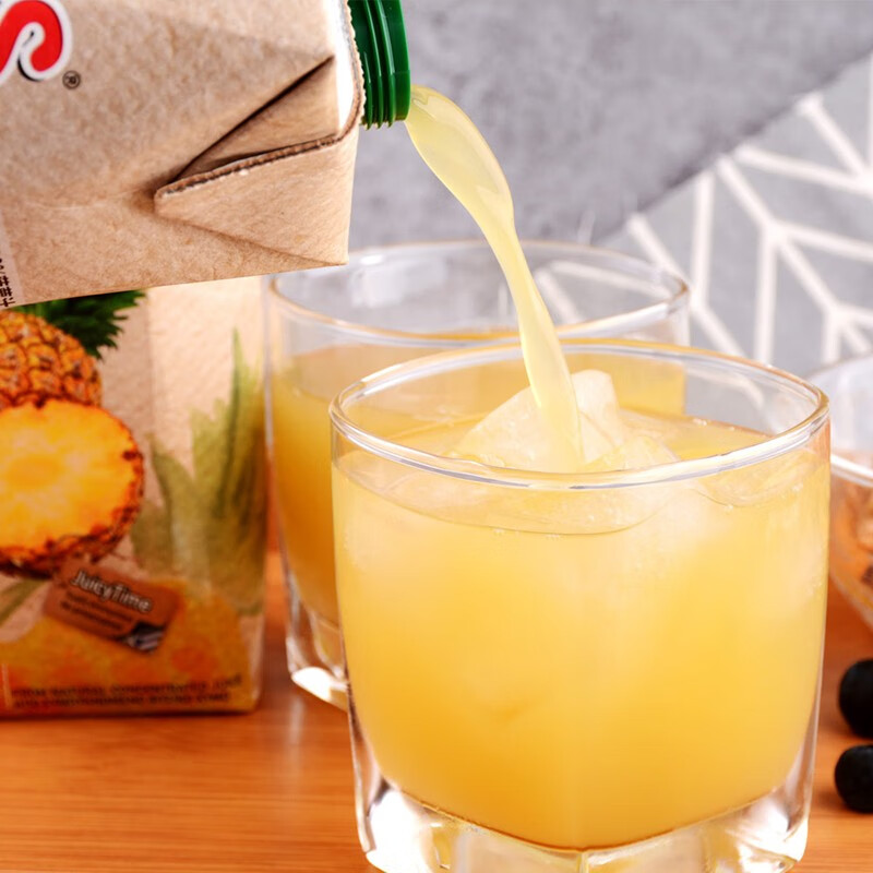 莱果仕(agros)4瓶 100%菠萝汁果汁1l/瓶 希腊进口饮料 果汁饮品 果蔬