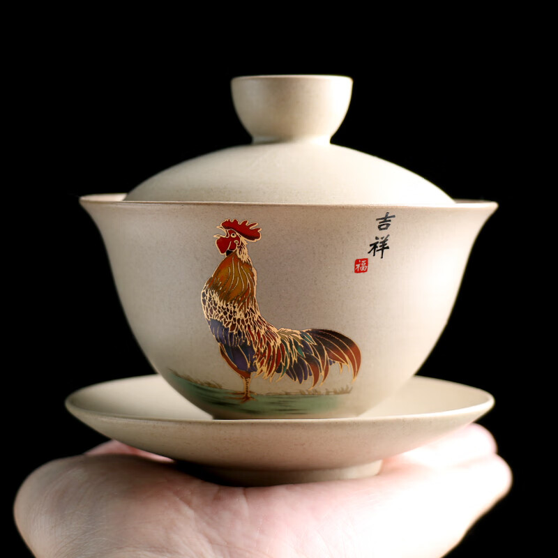 创京懿选鸡缸杯盖碗  粗陶鸡缸盖碗仿古单个用泡茶器鸡公杯功夫茶不