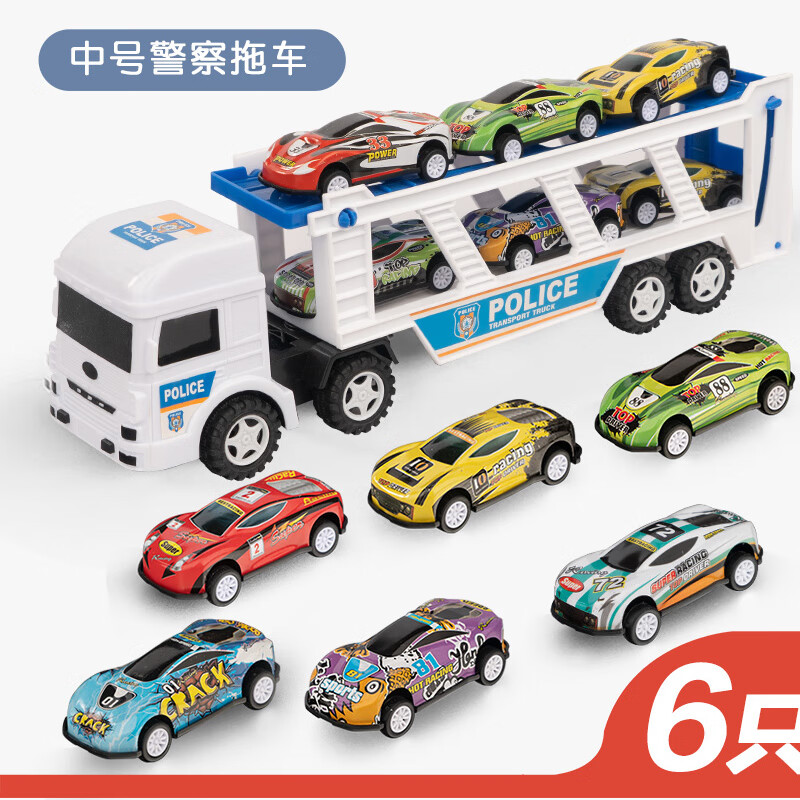 迪士尼(disney)儿童宝宝拖车玩具车男孩男童合金车小汽车赛车模型警察