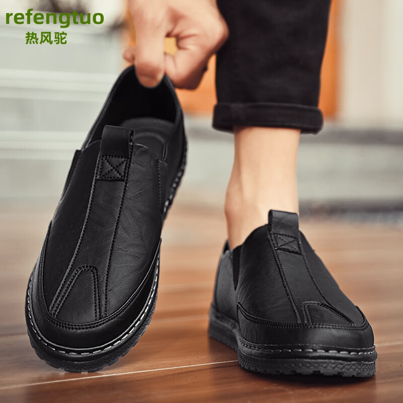 热风驼轻奢品牌豆豆鞋男鞋夏季2024新款懒人板鞋男士休闲鞋子男款潮鞋