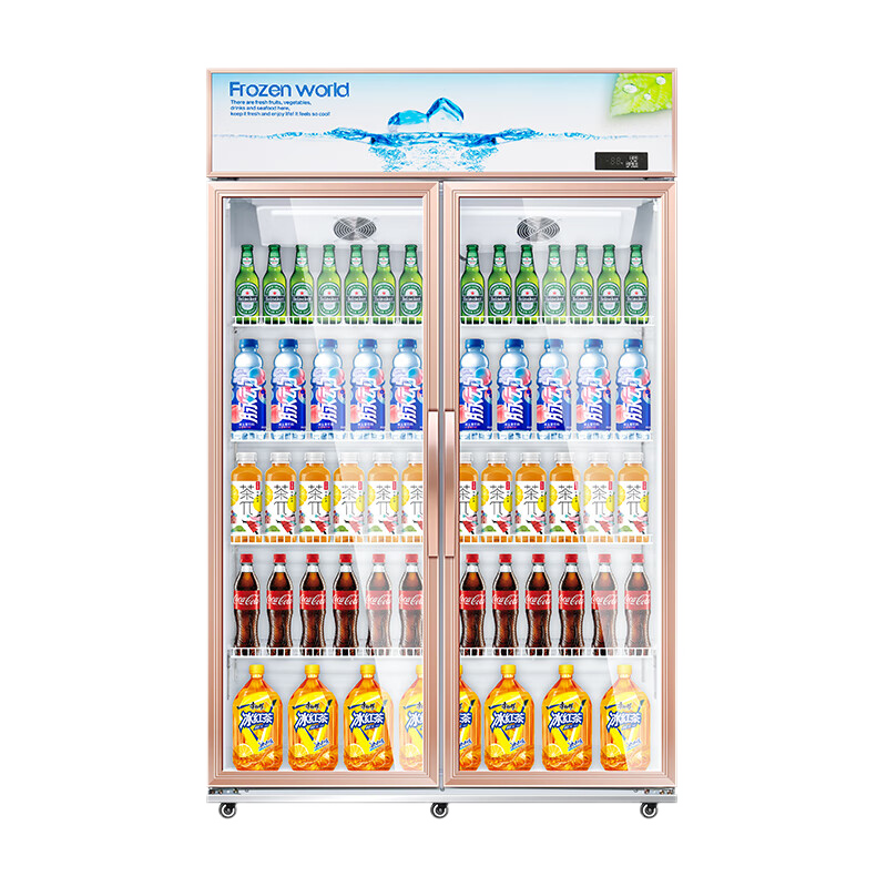 白雪雅竹展示柜冷藏大容量飲料柜冰柜商用保鮮柜超市玻璃門冰箱立式啤酒柜 大雙門升級(jí)鋁合金門【風(fēng)冷無霜】