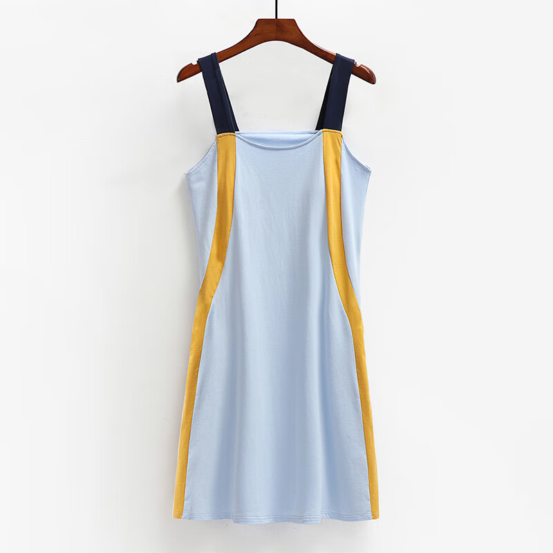 带胸垫防凸点无袖睡裙小个子遮胸家居连衣裙夏 浅蓝 s(推荐胸围78-82)