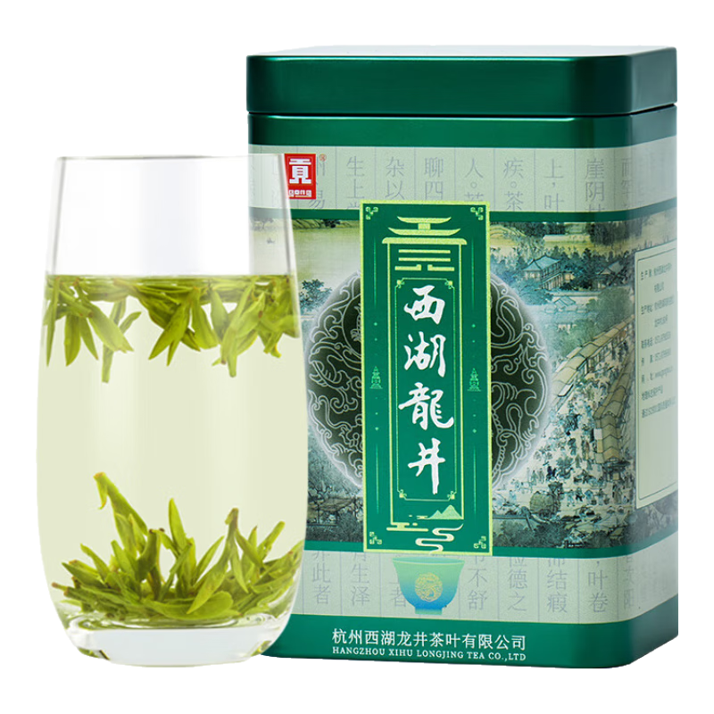 貢牌 綠茶傳承西湖龍井茶AAA特級100g2025年明前罐裝