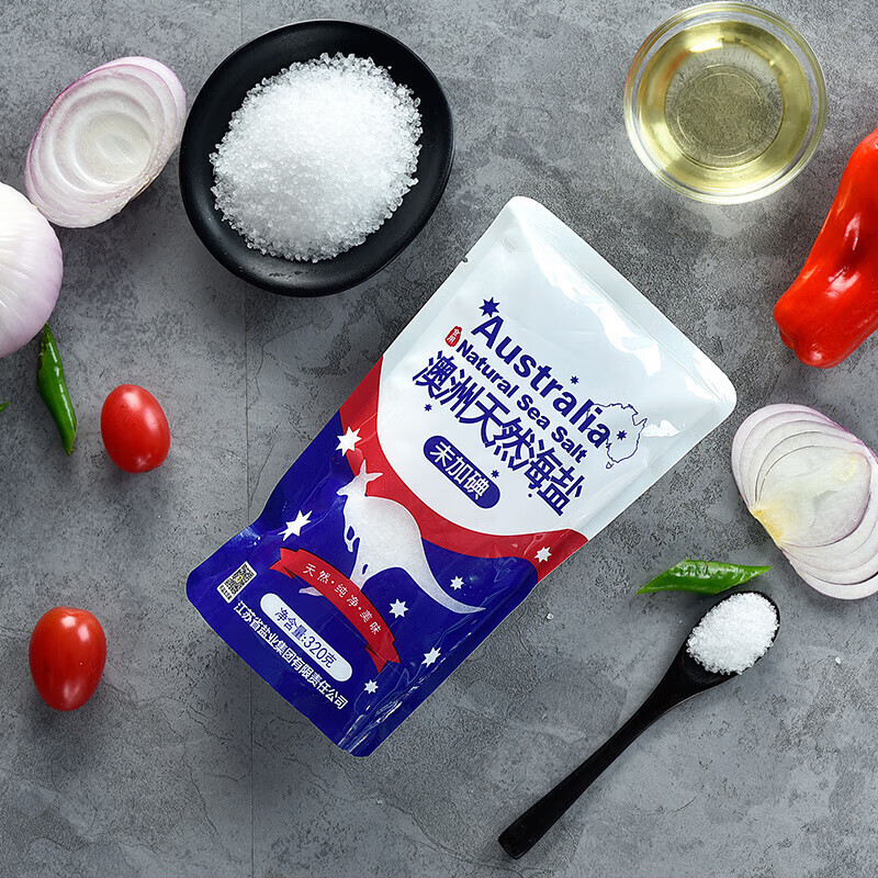 禾澹天然海盐食用盐320g*6袋无碘盐甲状腺专用不加碘家用粗盐