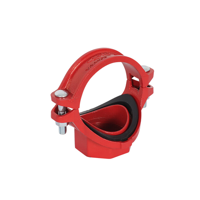 消防沟槽丝接机械卡箍三通 小口径卡箍开孔丝口钢管抱箍三通 dn50*25