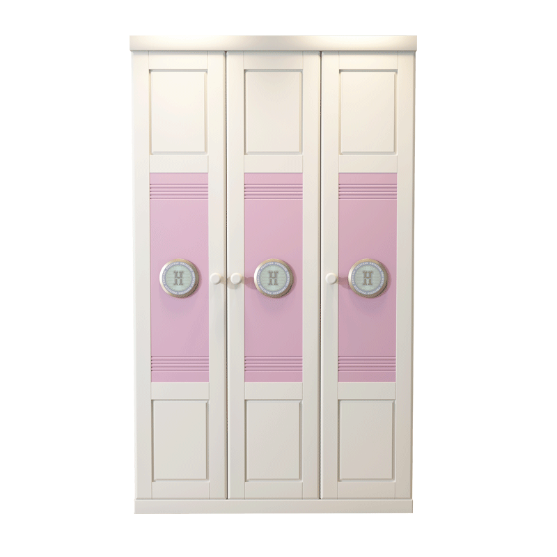 优可佑客 全实木儿童三门衣柜全实木女孩公主美式卧室简易衣橱储物包安装 两门衣柜(无抽)【纯实木】