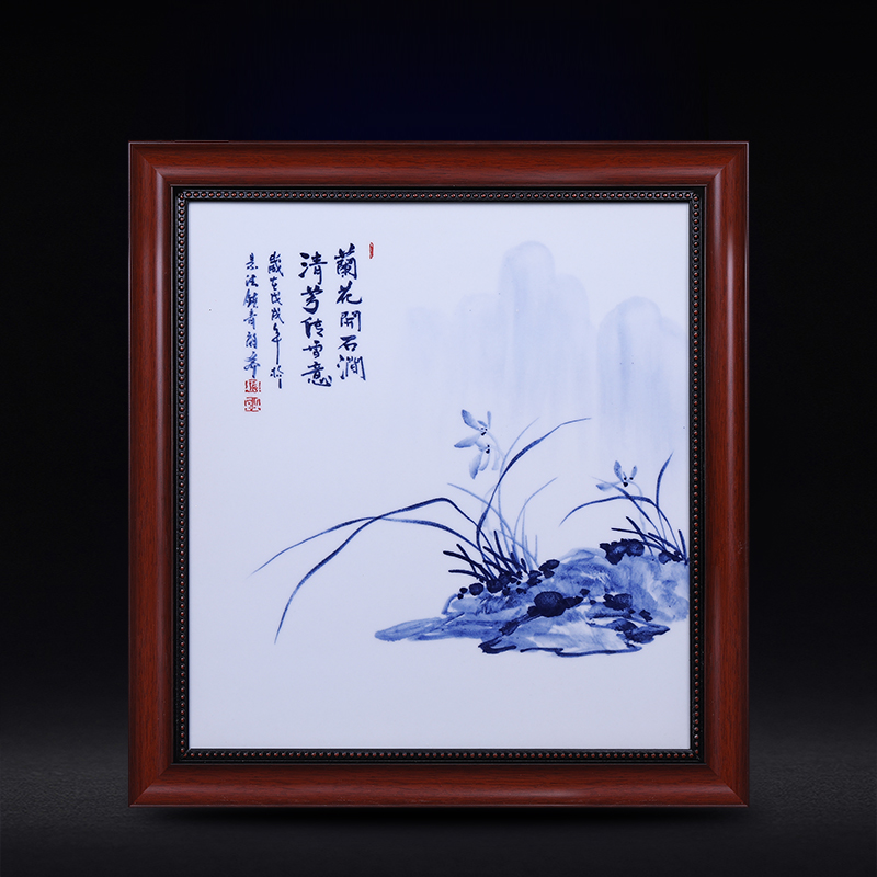 景德镇陶瓷瓷板画装饰画客厅现代简约背景墙面餐厅走廊画挂画仿古陶瓷