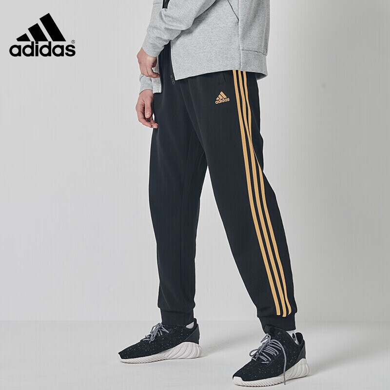 adidas 阿迪达斯运动裤男女同款束脚裤宽松直筒休闲裤跑步健身训练