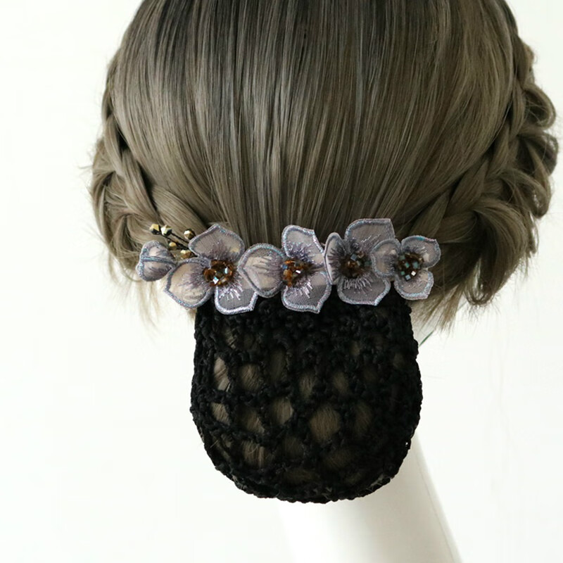 头花发网气质花朵职业发夹空姐护士头饰员工酒店发套盘发职业发饰