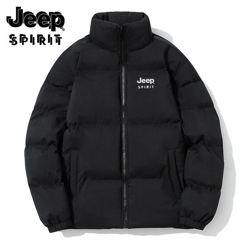 JEEP SPIRIT羽绒棉服男秋冬季2024新款洋气面包棉衣外套冬天加厚棉袄 黑色+面包服【宽松版型】 M 建议【80-100斤】