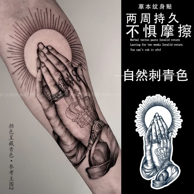 淘菲象皇手信仰纹身贴草本果汁不反光半 真实感ins潮流花臂美式防水