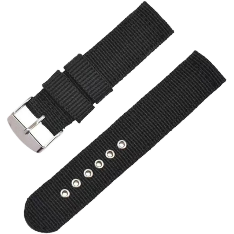 君禾雅適用于NATO款加厚尼龍表帶件帆布腕帶男士手表鏈布帶20mm 22mm精 黑色 18mm