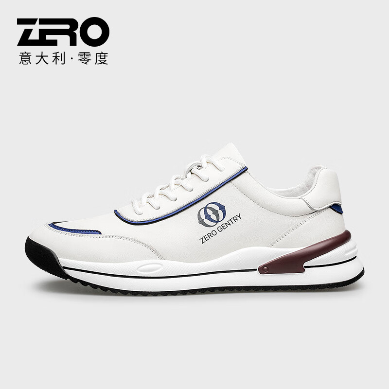 零度尚品Zero夏季休闲鞋男2025年新款百搭耐磨板鞋男舒适软弹厚底老爹鞋男 白蓝色 42