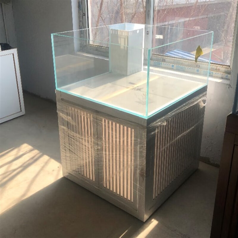 贝拉缘金鱼缸矮缸水族箱金晶超白鱼缸定做客厅底滤套装直角溢流 60*60