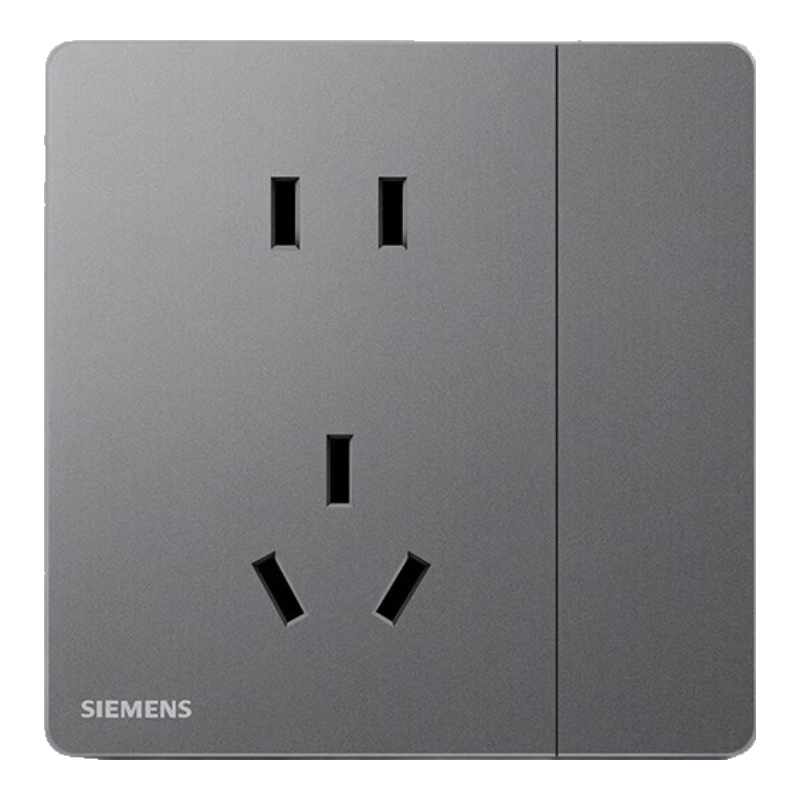 西门子（SIEMENS）开关插座面板 五孔纤薄款强电墙壁86型插座官方旗舰 驭彩星夜灰色 一开五孔 插座