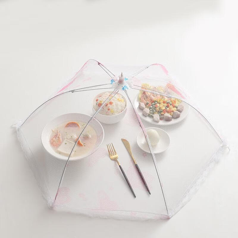 折叠菜罩夏季防虫合金网纱餐桌罩厨房雨式饭菜罩子折叠防虫食物罩 混色小号16寸-67*70cm-1个装