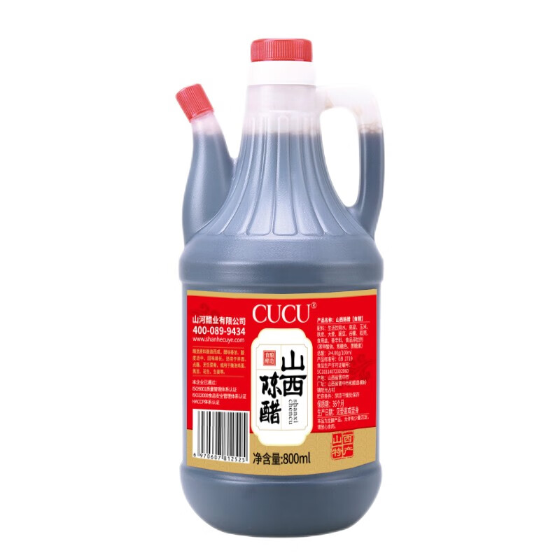 【双券叠加到手3.9元包邮】CUCU 山西特产老陈醋 800ml/瓶