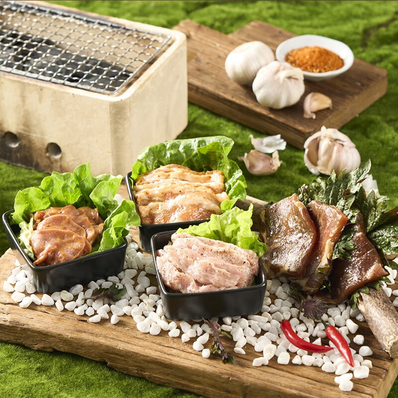 苏食(sushi) 【新鲜猪肉450g】 猪五花肉 烧烤半成品 烤肉食材 套餐