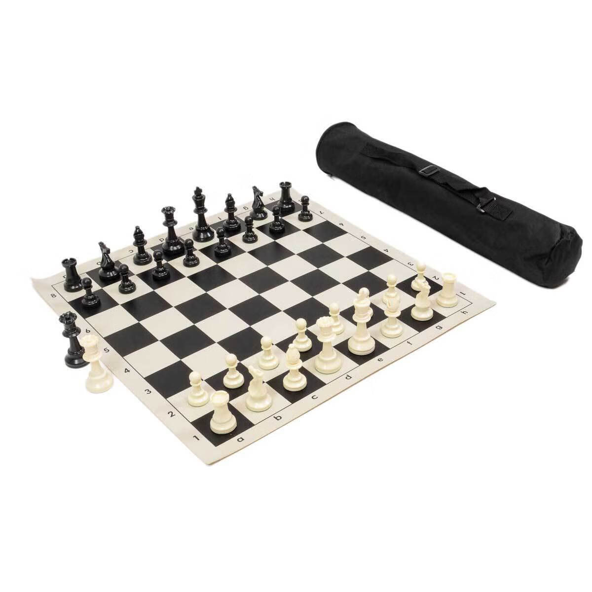 博圣象棋 国际象棋王高97MM国际标准比赛棋具背包硅胶棋盘棋子套装 黑色