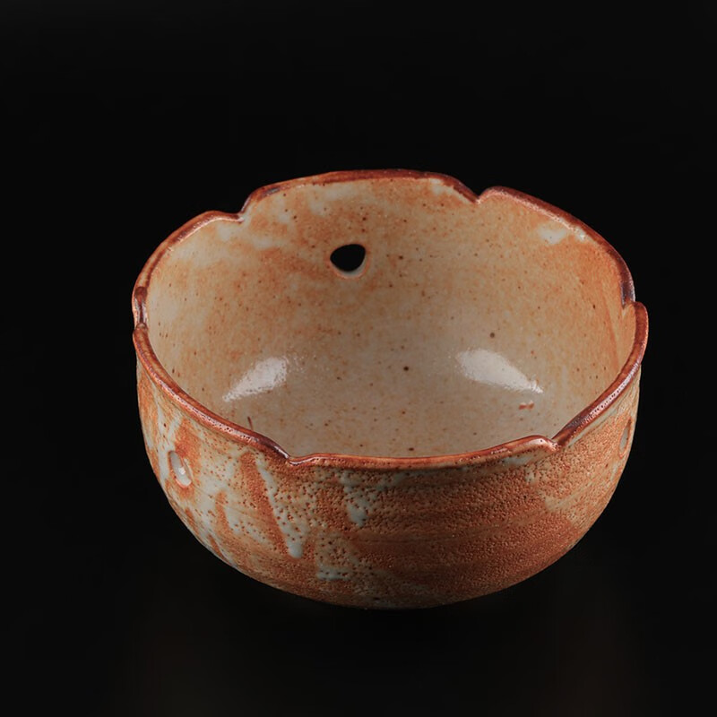 北野工坊 北野工坊日式果盘陶瓷名家守峰作赤志野烧果子器手绘竹叶纹