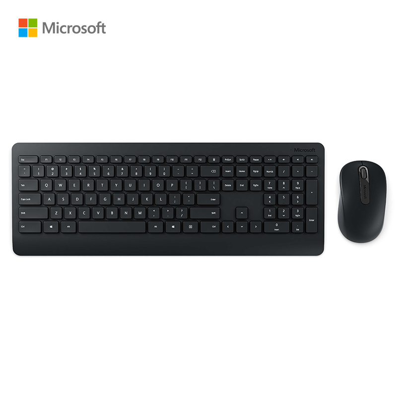 微软无线桌面套装900 黑色 | 无线带USB收发器 加密键盘+全尺寸对称鼠标 轻触式按键 自定义快捷键 办公键鼠