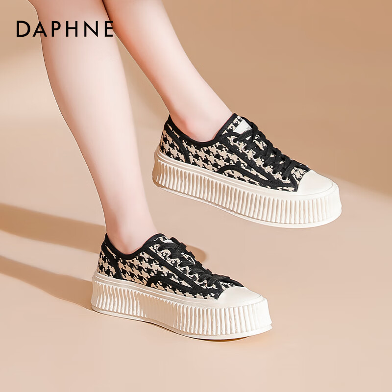 达芙妮（DAPHNE）厚底小白鞋女2022春季新款女鞋小香风松糕底饼干鞋休闲板鞋JL 米色【温柔米白】 37