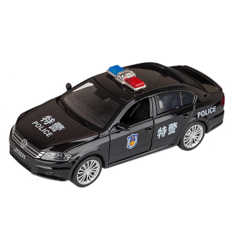 车120玩具车合金车模声光回力小汽车模型儿童玩具车 大众朗逸特警车
