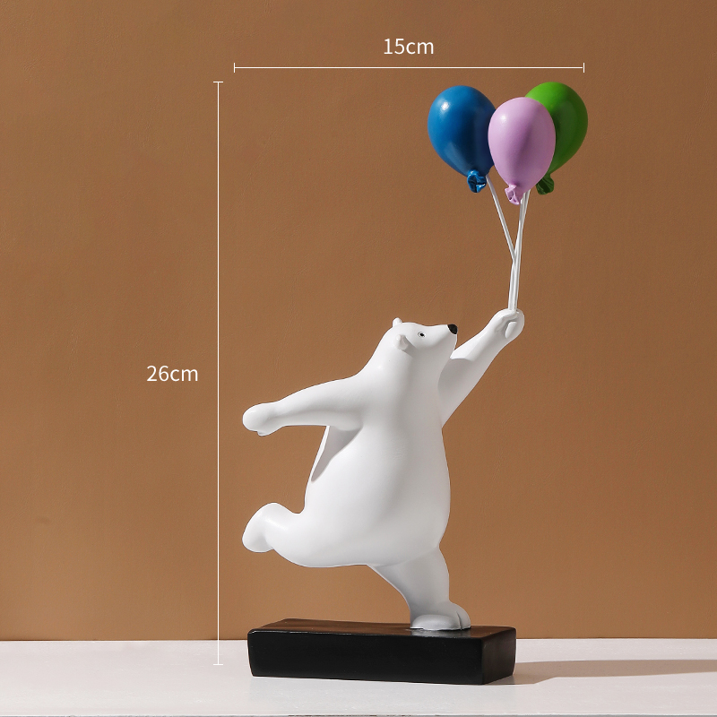 雅空创意桌面摆件客厅电视柜办公室柜居装饰品房摆设 气球熊摆.件奔跑