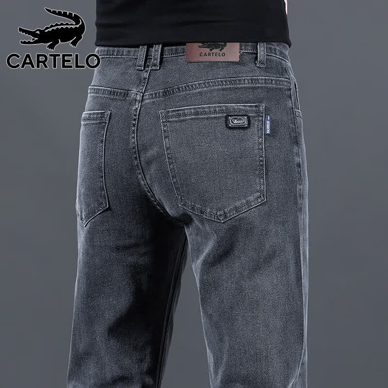 卡帝乐鳄鱼(CARTELO)牛仔裤男秋冬季2023宽松休闲裤子男士直筒弹力长裤男裤 灰色 34怎么样,好用不?