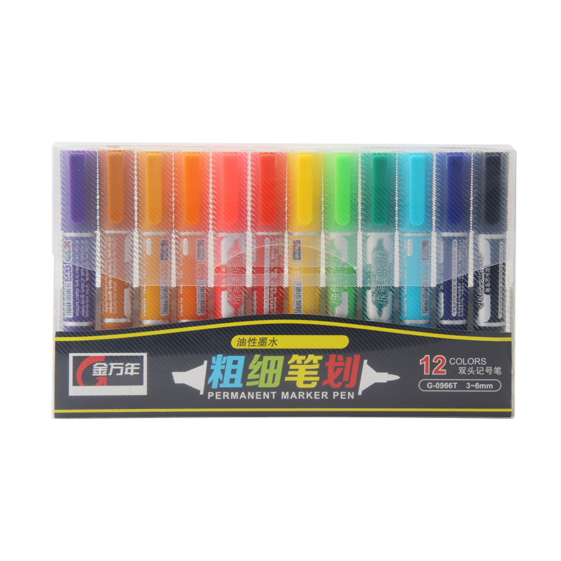 金萬(wàn)年【粗細筆劃】12色3-6mm大小雙頭油性彩色記號筆繪畫(huà)標記馬克筆美工筆POP海報筆G-0966T