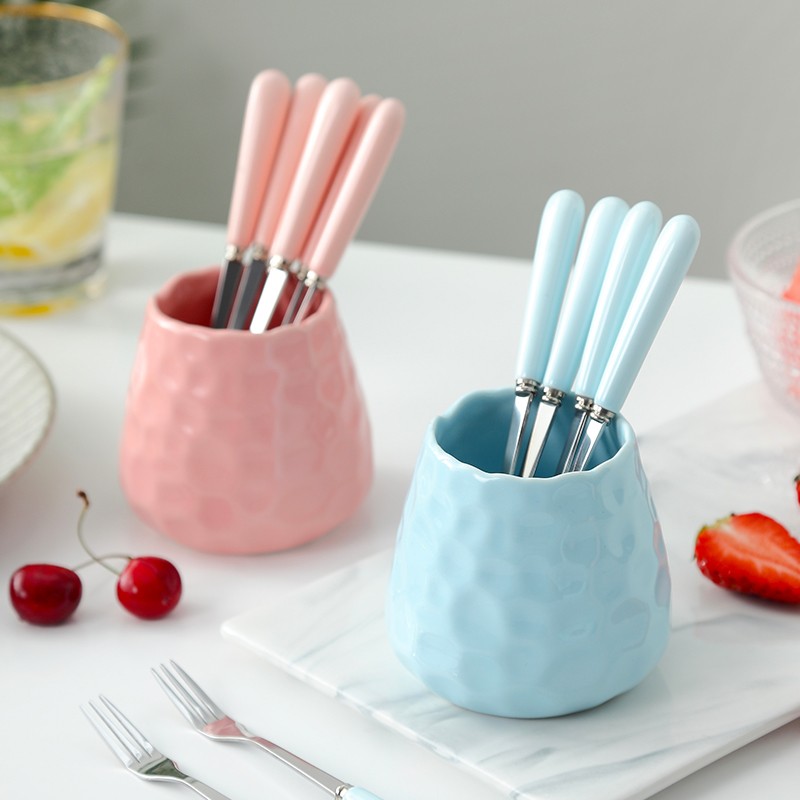 麦悦伦水果叉家用水果签收纳罐套装小叉子创意可爱儿童不锈钢高端轻奢