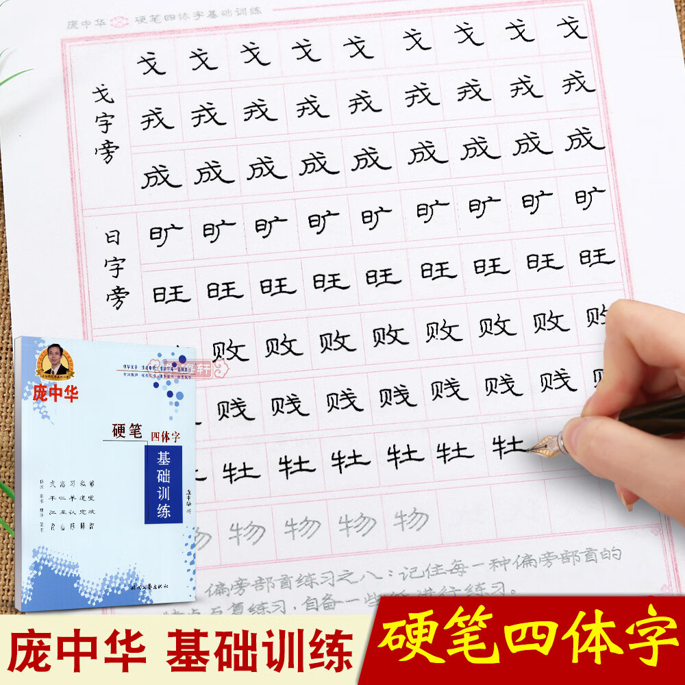 庞中华硬笔四体字基础训练 庞中华钢笔字帖 时代文艺出版社