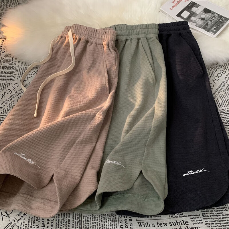 克新品美式篮球短裤男夏季高街潮牌裤子运动休闲过膝健身五分裤 藕色