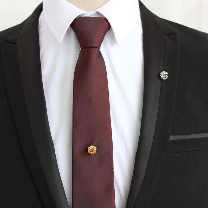 男士胸针领带链 多用款 合金镂空花朵 衬衫领带针西装小徽章领带固定