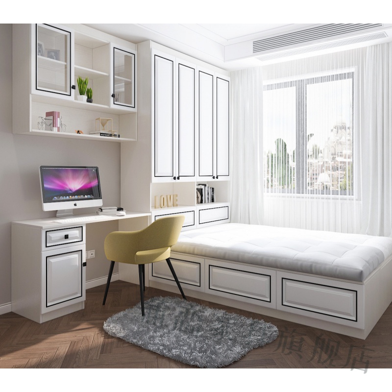 书桌书架小户型次卧房储物多功能组合轻奢款 立柜 榻榻米床 书柜书桌