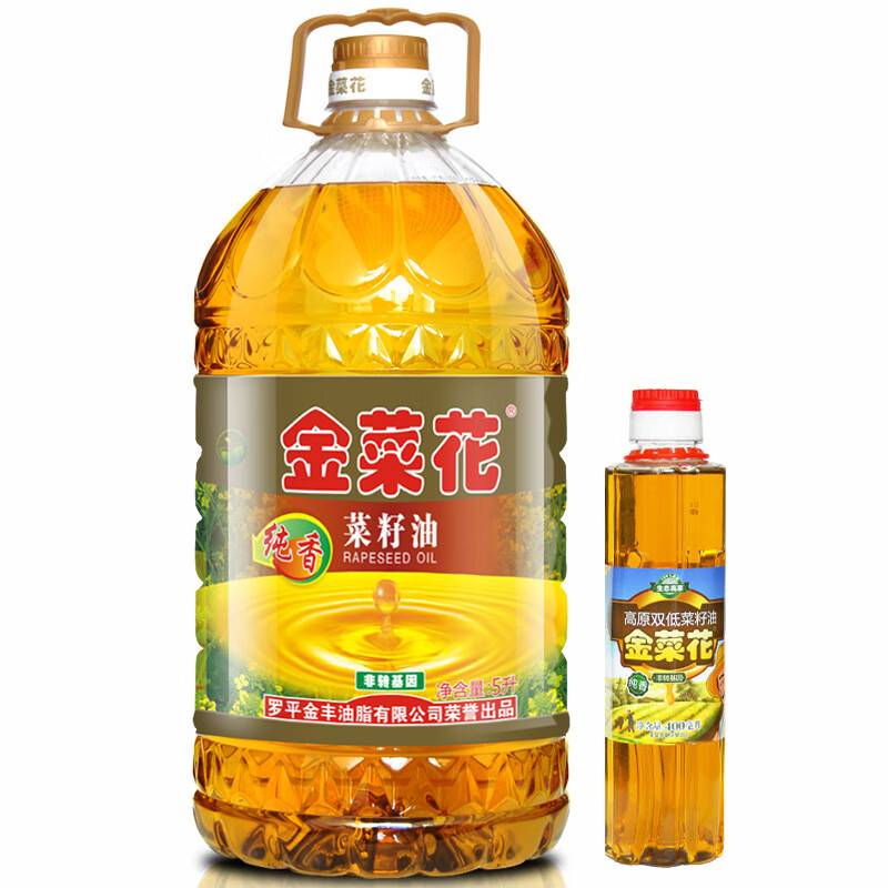 金菜花 罗平纯香三级菜籽油5L+400ml菜籽油 非转基因物理压榨植物食用油香油粮油